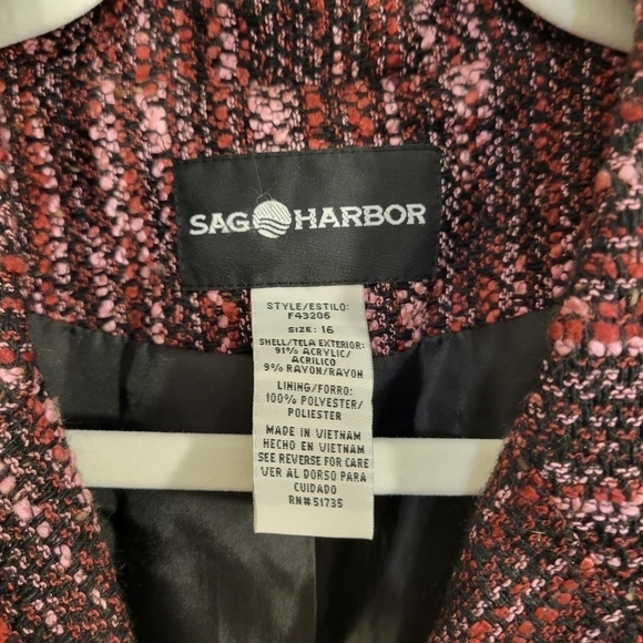 Sag Harbor Maroon Tweed Blazer Jacket - Picture 4 of 4